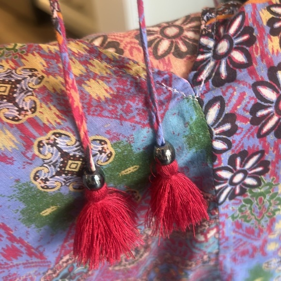 Dear John Multicolour Short Sleeve Peasant Boho Top - Picture 9 of 14